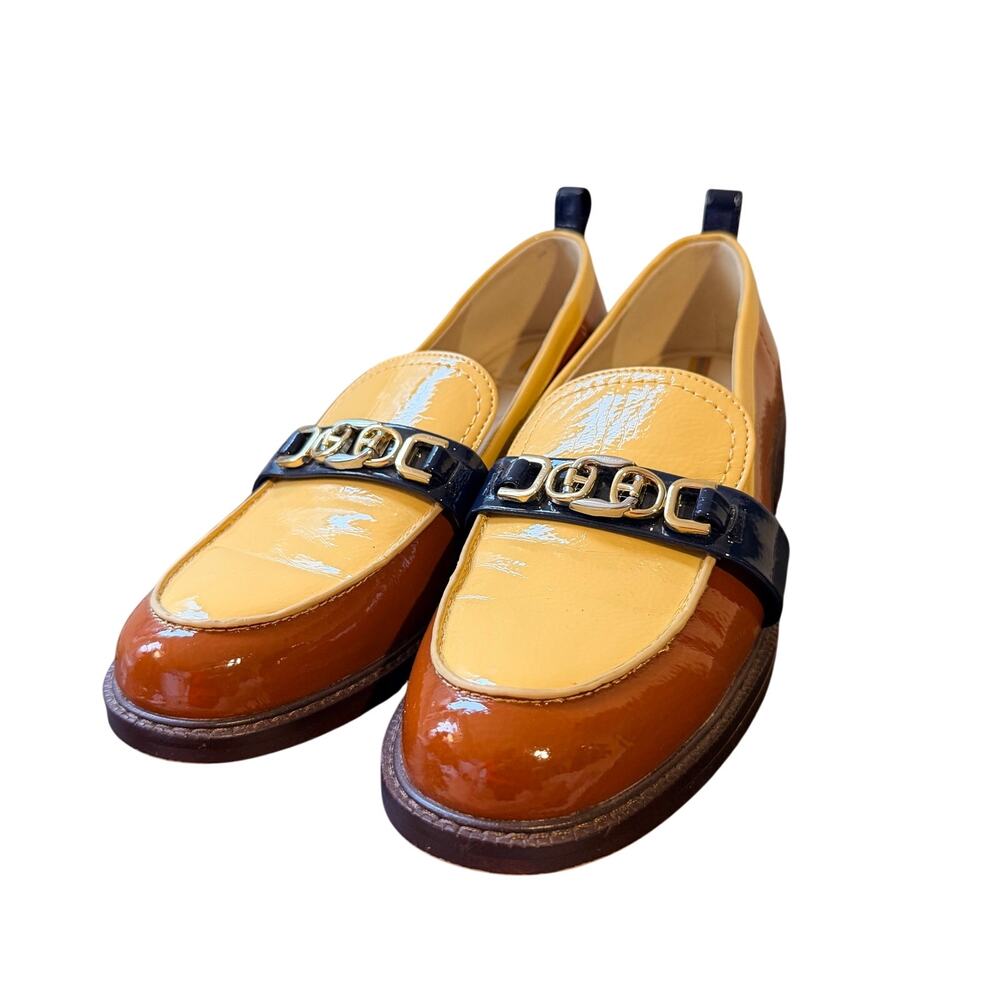 Sam Edelman Patent Leather Colorblock Christy Copper Loafer Flats Women’s US 9.5